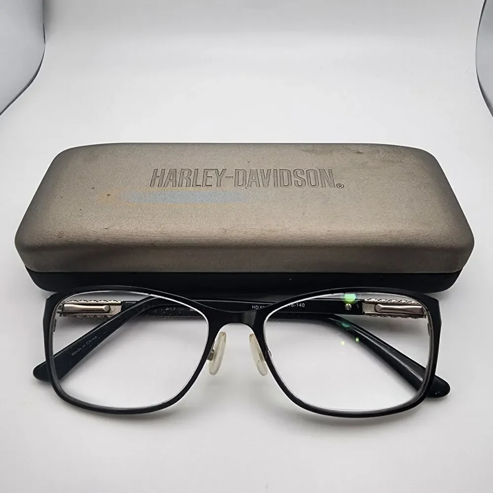 Harley Davidson Black & Silver Prescription Glasses Frames & Case